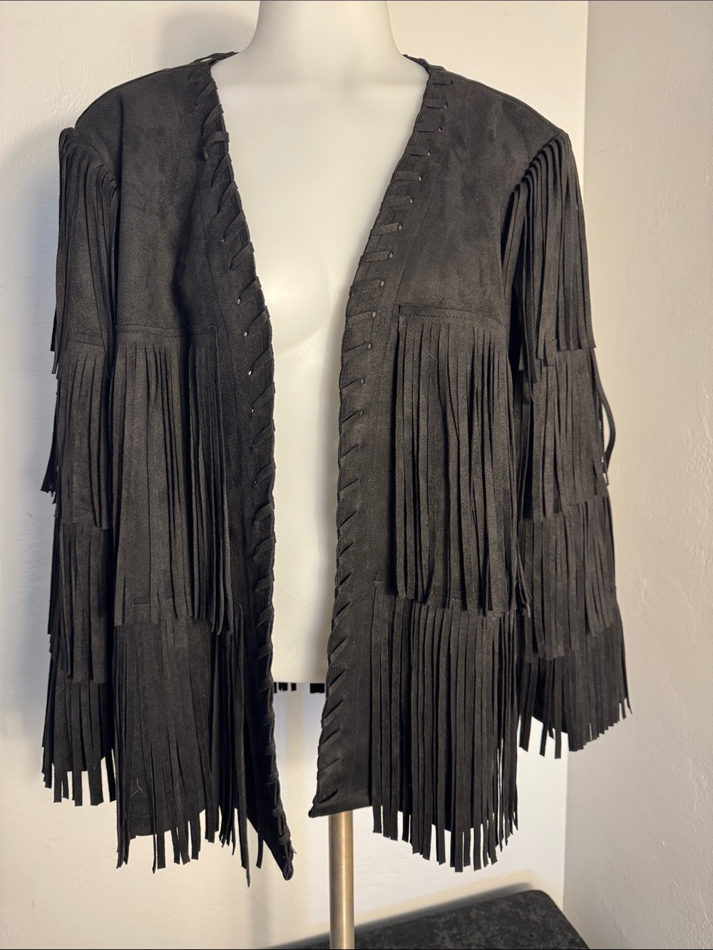 All Miles Black Fringe Jacket  NWT  Size Large